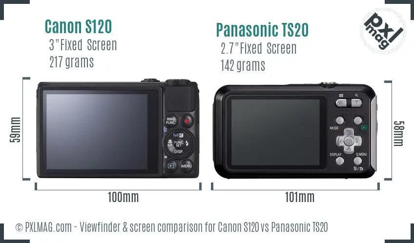 Canon S120 vs Panasonic TS20 Screen and Viewfinder comparison