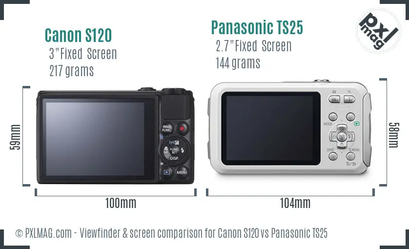 Canon S120 vs Panasonic TS25 Screen and Viewfinder comparison Canon S120 vs Panasonic TS25 Screen and Viewfinder comparison