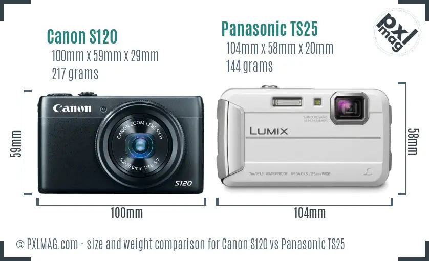 Canon S120 vs Panasonic TS25 size comparison Canon S120 vs Panasonic TS25 size comparison