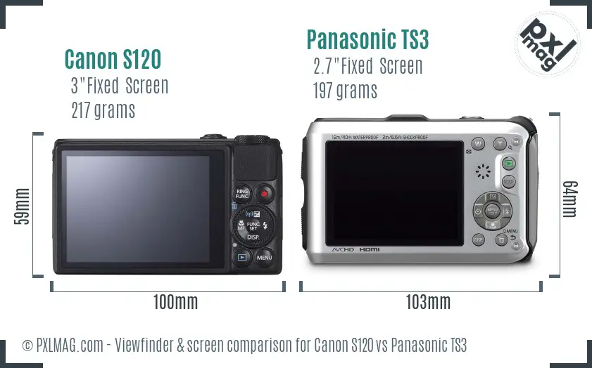 Canon S120 vs Panasonic TS3 Screen and Viewfinder comparison Canon S120 vs Panasonic TS3 Screen and Viewfinder comparison