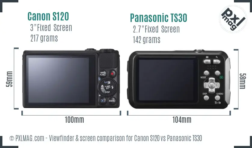 Canon S120 vs Panasonic TS30 Screen and Viewfinder comparison