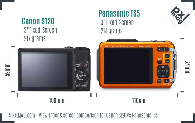 Canon S120 vs Panasonic TS5 Screen and Viewfinder comparison