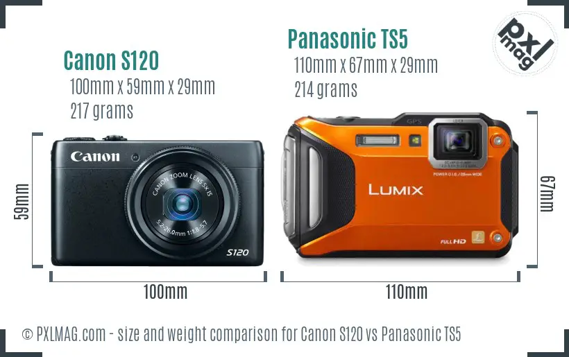 Canon S120 vs Panasonic TS5 size comparison Canon S120 vs Panasonic TS5 size comparison