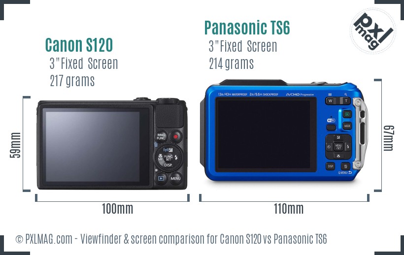 Canon S120 vs Panasonic TS6 Screen and Viewfinder comparison