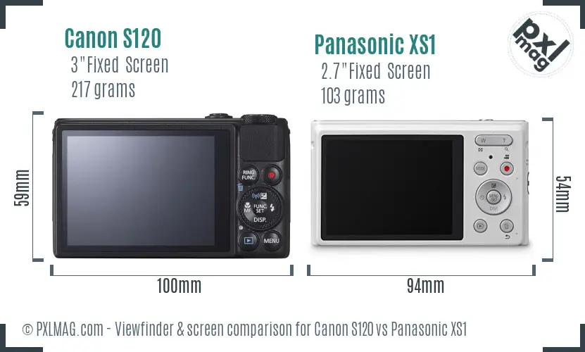 Canon S120 vs Panasonic XS1 Screen and Viewfinder comparison