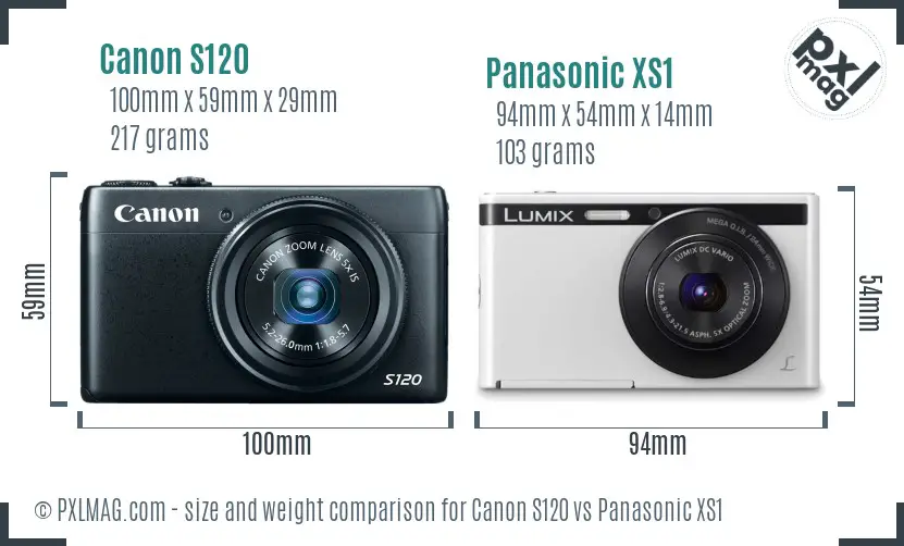 Canon S120 vs Panasonic XS1 size comparison