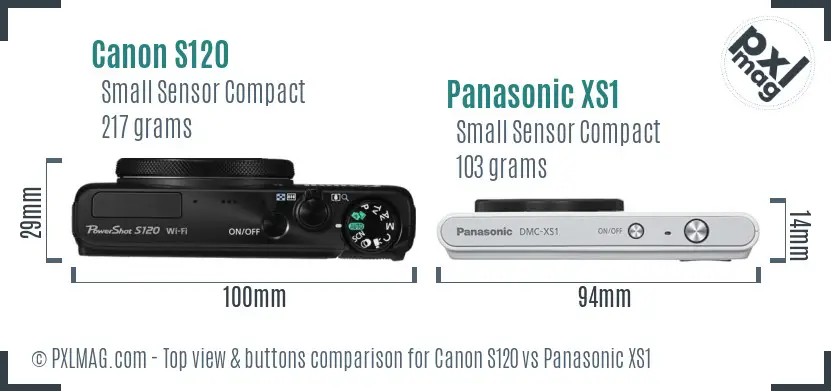 Canon S120 vs Panasonic XS1 top view buttons comparison