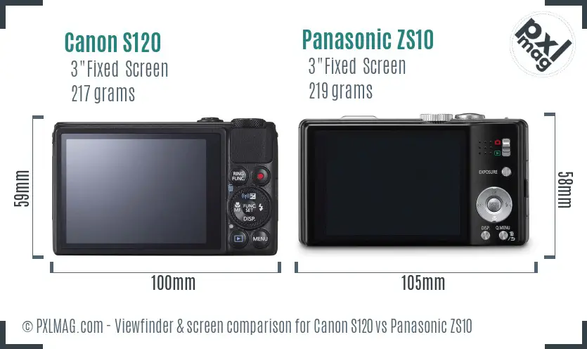Canon S120 vs Panasonic ZS10 Screen and Viewfinder comparison