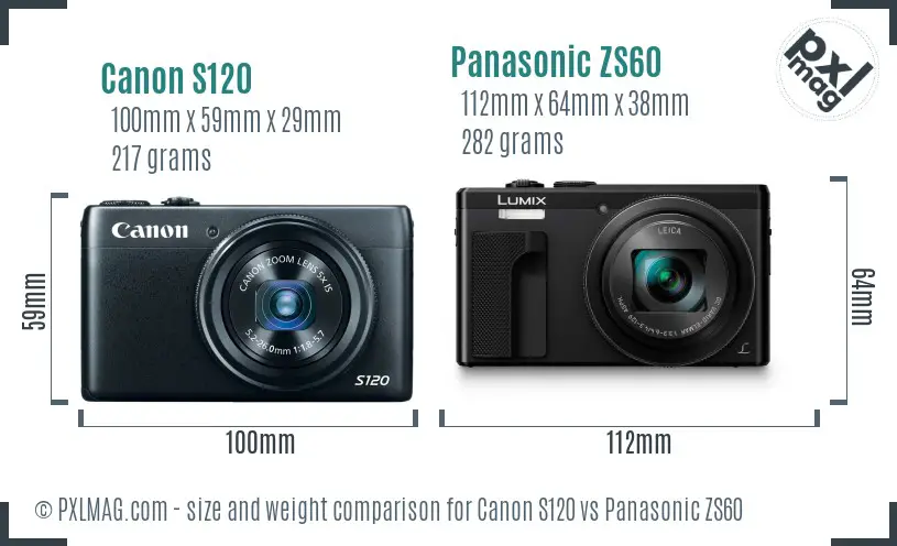 Canon S120 vs Panasonic ZS60 size comparison