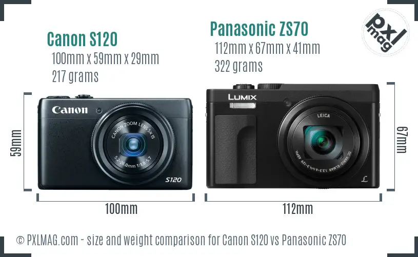 Canon S120 vs Panasonic ZS70 size comparison