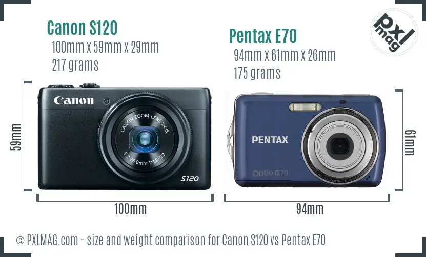 Canon S120 vs Pentax E70 size comparison Canon S120 vs Pentax E70 size comparison