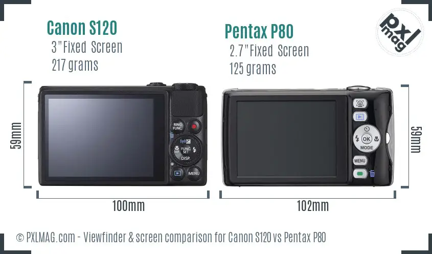 Canon S120 vs Pentax P80 Screen and Viewfinder comparison Canon S120 vs Pentax P80 Screen and Viewfinder comparison