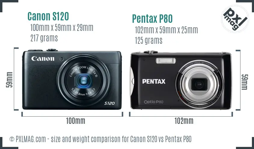 Canon S120 vs Pentax P80 size comparison Canon S120 vs Pentax P80 size comparison
