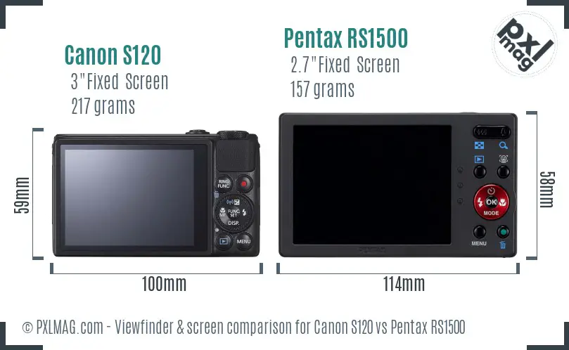 Canon S120 vs Pentax RS1500 Screen and Viewfinder comparison Canon S120 vs Pentax RS1500 Screen and Viewfinder comparison
