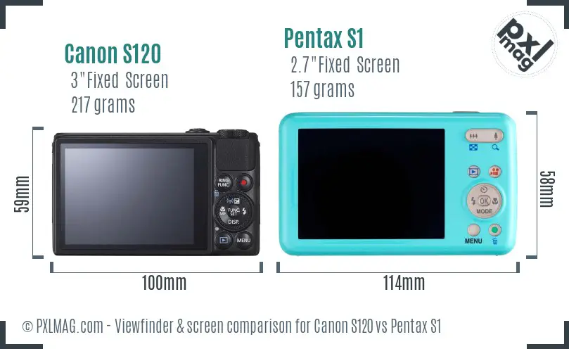 Canon S120 vs Pentax S1 Screen and Viewfinder comparison Canon S120 vs Pentax S1 Screen and Viewfinder comparison