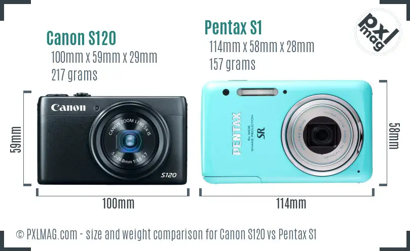 Canon S120 vs Pentax S1 size comparison Canon S120 vs Pentax S1 size comparison