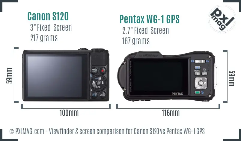 Canon S120 vs Pentax WG-1 GPS Screen and Viewfinder comparison Canon S120 vs Pentax WG-1 GPS Screen and Viewfinder comparison