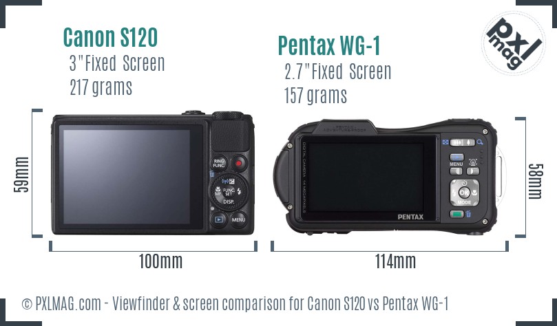 Canon S120 vs Pentax WG-1 Screen and Viewfinder comparison