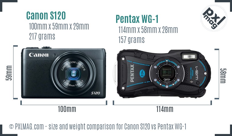Canon S120 vs Pentax WG-1 size comparison Canon S120 vs Pentax WG-1 size comparison