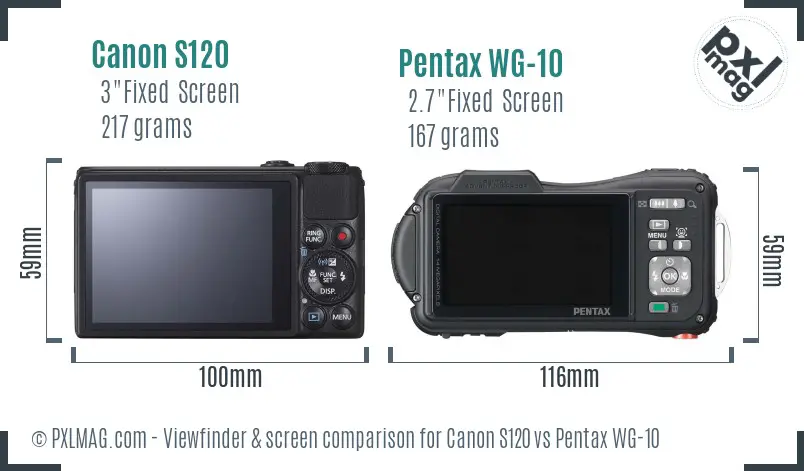 Canon S120 vs Pentax WG-10 Screen and Viewfinder comparison