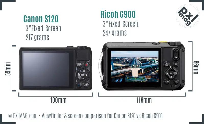 Canon S120 vs Ricoh G900 Screen and Viewfinder comparison