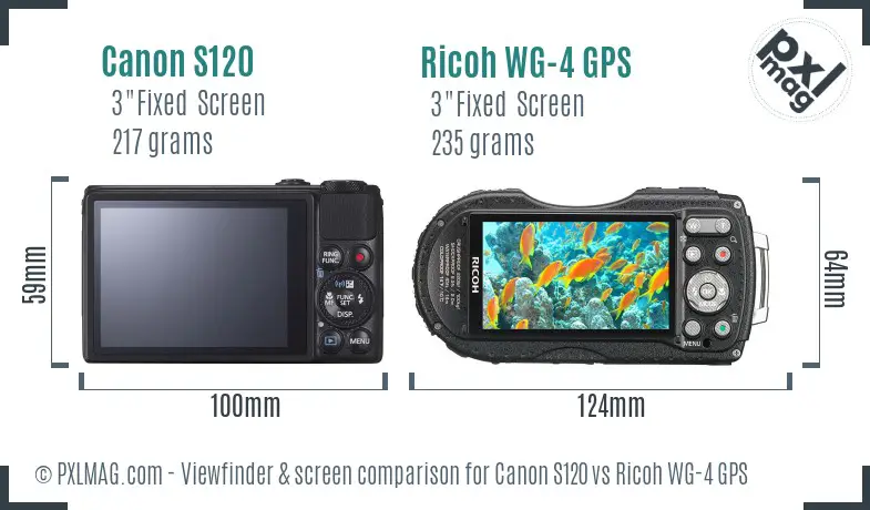 Canon S120 vs Ricoh WG-4 GPS Screen and Viewfinder comparison Canon S120 vs Ricoh WG-4 GPS Screen and Viewfinder comparison