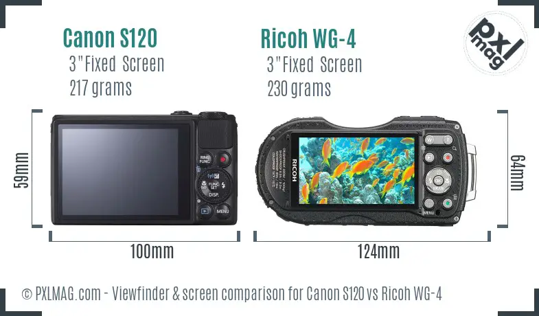 Canon S120 vs Ricoh WG-4 Screen and Viewfinder comparison