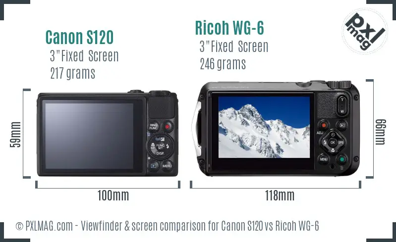 Canon S120 vs Ricoh WG-6 Screen and Viewfinder comparison