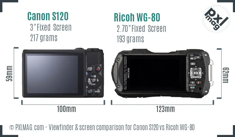 Canon S120 vs Ricoh WG-80 Screen and Viewfinder comparison