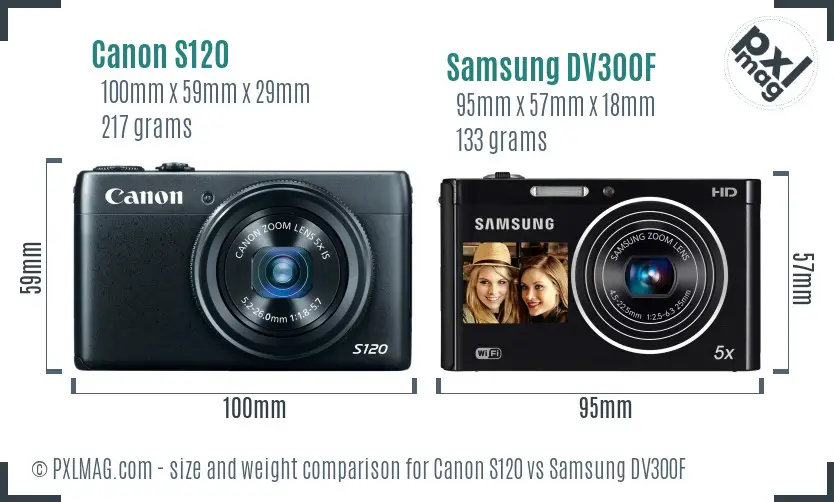 Canon S120 vs Samsung DV300F size comparison Canon S120 vs Samsung DV300F size comparison