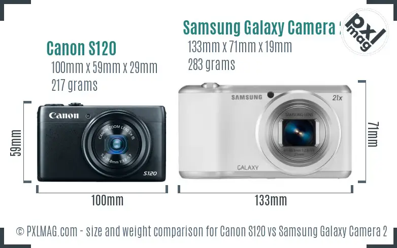 Canon S120 vs Samsung Galaxy Camera 2 size comparison