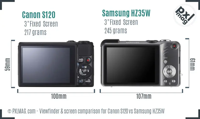 Canon S120 vs Samsung HZ35W Screen and Viewfinder comparison Canon S120 vs Samsung HZ35W Screen and Viewfinder comparison