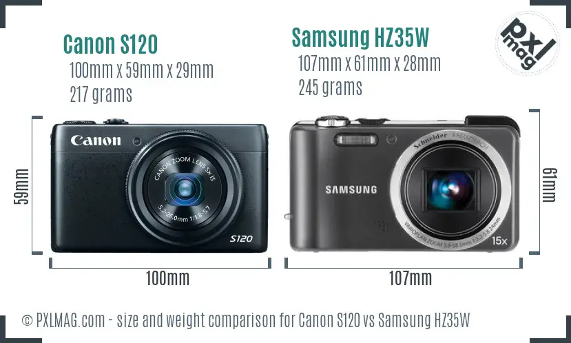 Canon S120 vs Samsung HZ35W size comparison Canon S120 vs Samsung HZ35W size comparison