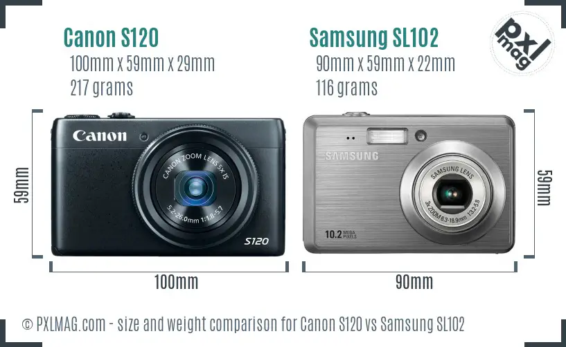 Canon S120 vs Samsung SL102 size comparison Canon S120 vs Samsung SL102 size comparison