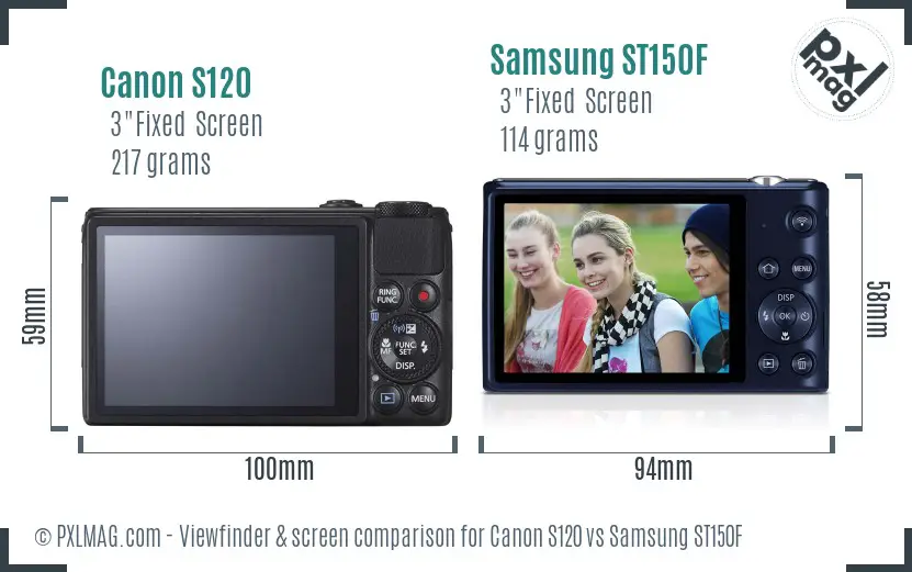 Canon S120 vs Samsung ST150F Screen and Viewfinder comparison Canon S120 vs Samsung ST150F Screen and Viewfinder comparison