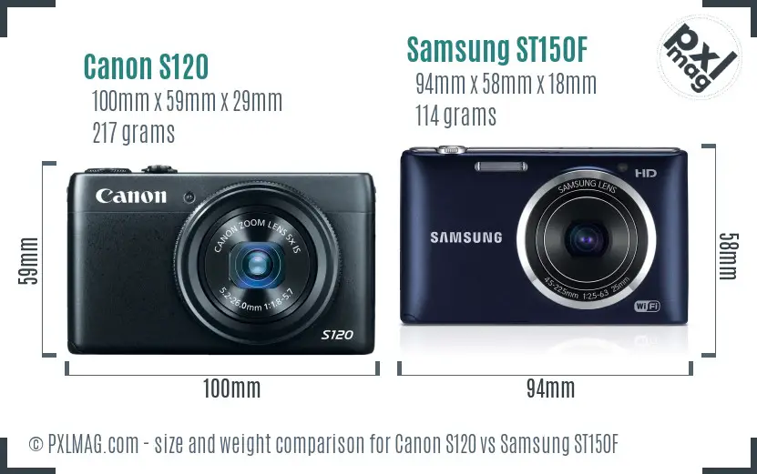 Canon S120 vs Samsung ST150F size comparison Canon S120 vs Samsung ST150F size comparison