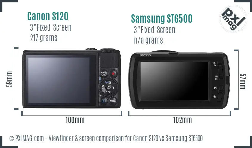 Canon S120 vs Samsung ST6500 Screen and Viewfinder comparison