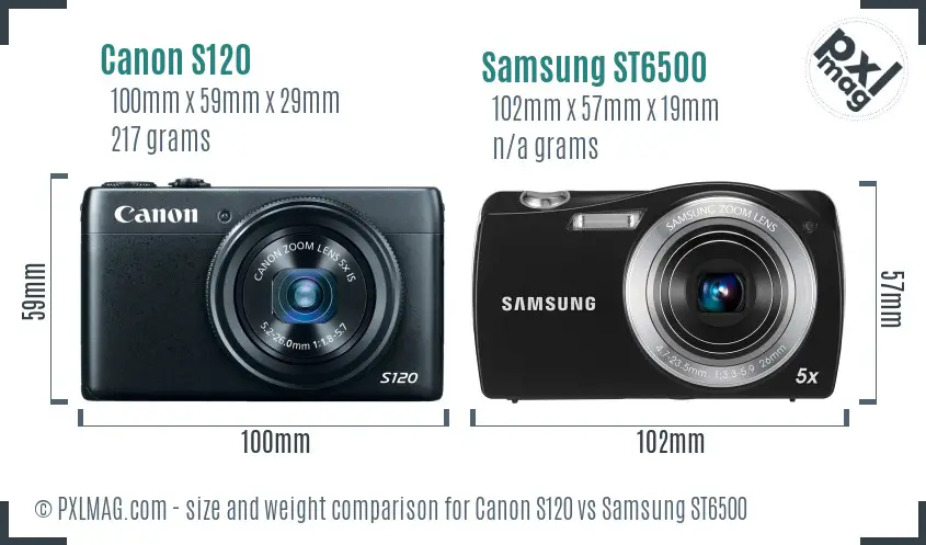 Canon S120 vs Samsung ST6500 size comparison
