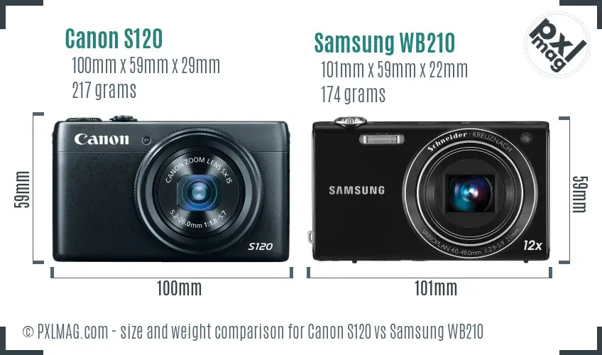 Canon S120 vs Samsung WB210 size comparison Canon S120 vs Samsung WB210 size comparison