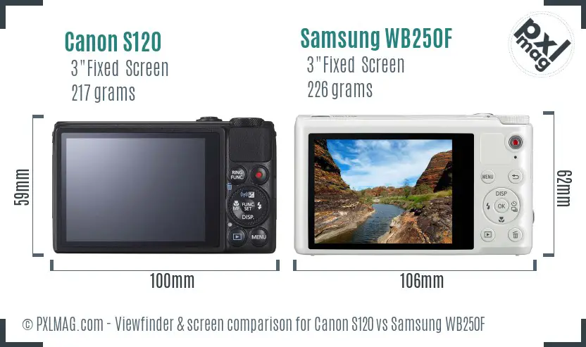 Canon S120 vs Samsung WB250F Screen and Viewfinder comparison Canon S120 vs Samsung WB250F Screen and Viewfinder comparison