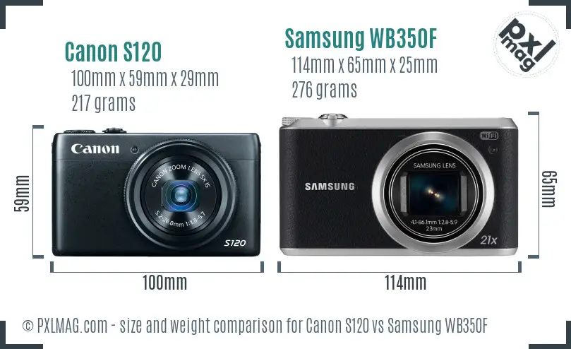 Canon S120 vs Samsung WB350F size comparison