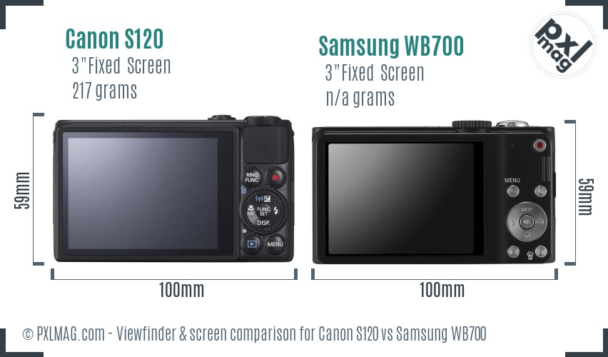 Canon S120 vs Samsung WB700 Screen and Viewfinder comparison