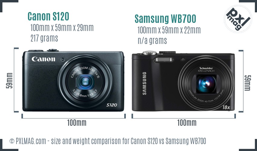 Canon S120 vs Samsung WB700 size comparison Canon S120 vs Samsung WB700 size comparison