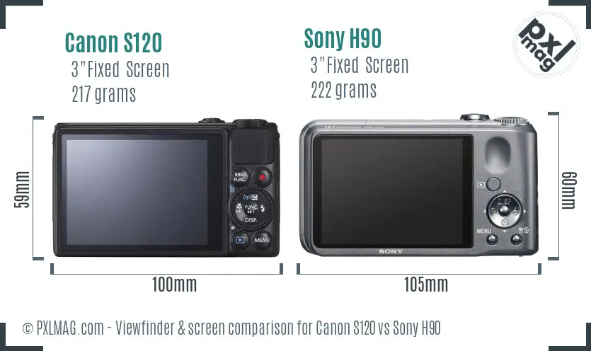 Canon S120 vs Sony H90 Screen and Viewfinder comparison