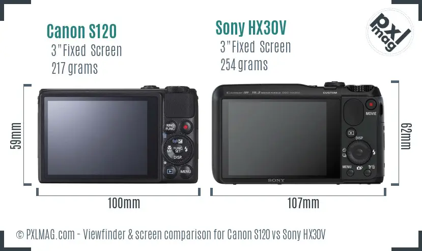 Canon S120 vs Sony HX30V Screen and Viewfinder comparison Canon S120 vs Sony HX30V Screen and Viewfinder comparison