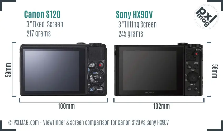 Canon S120 vs Sony HX90V Screen and Viewfinder comparison