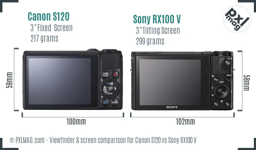Canon S120 vs Sony RX100 V Screen and Viewfinder comparison Canon S120 vs Sony RX100 V Screen and Viewfinder comparison