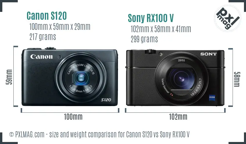 Canon S120 vs Sony RX100 V size comparison Canon S120 vs Sony RX100 V size comparison