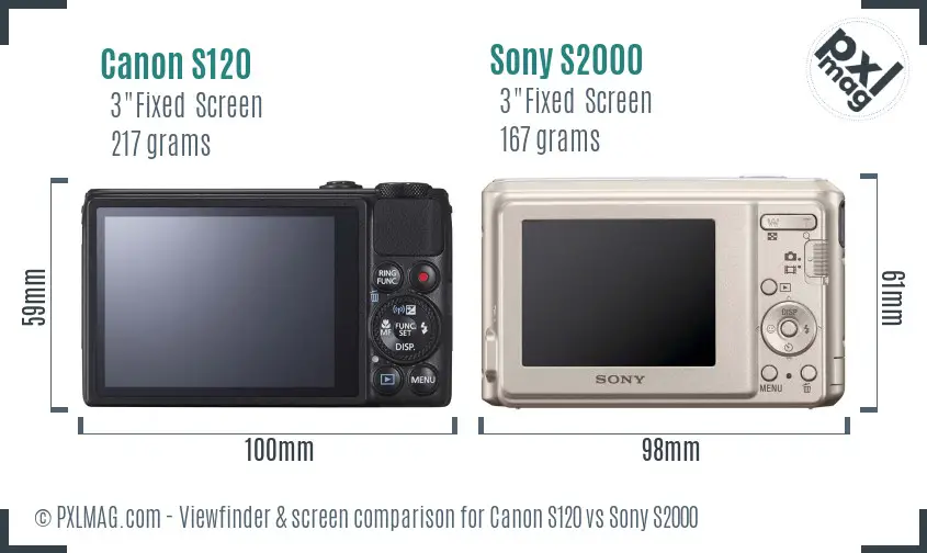 Canon S120 vs Sony S2000 Screen and Viewfinder comparison Canon S120 vs Sony S2000 Screen and Viewfinder comparison