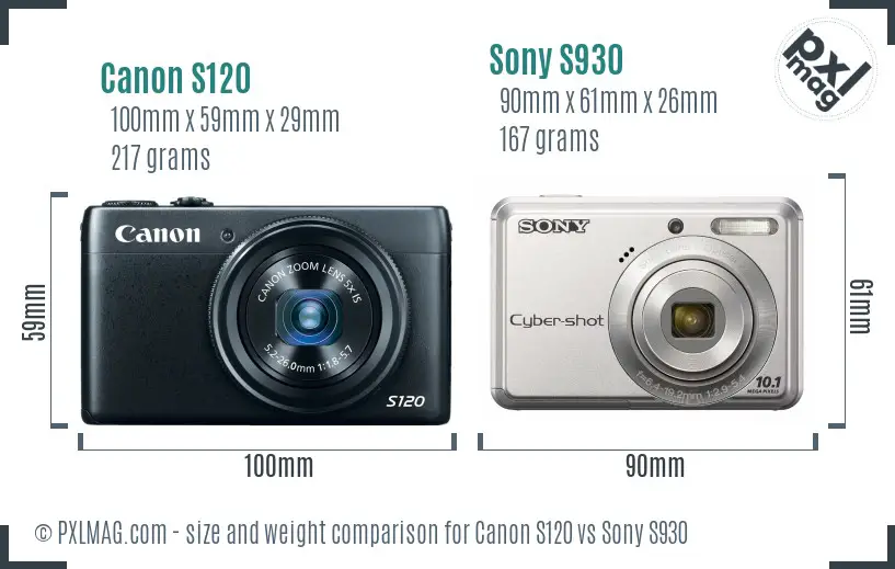 Canon S120 vs Sony S930 size comparison Canon S120 vs Sony S930 size comparison